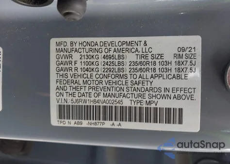2022 Honda Cr-V 2Wd Ex-L z USA, uszkodzony, nr VIN 5J6RW1H84NA002545